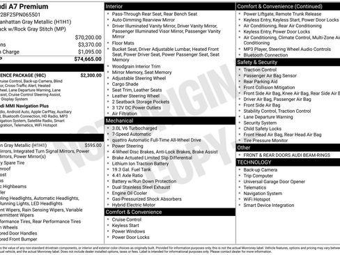 Certified 2023 Audi A7 3.0T Premium w/ Convenience Package AWD/4WD image 40