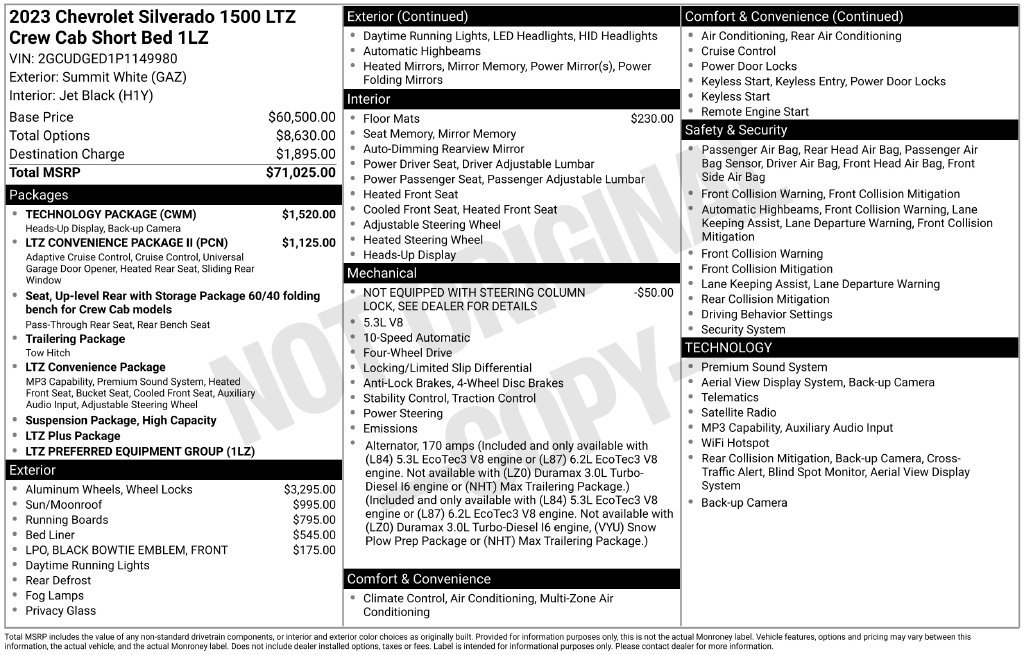 Used 2023 Chevrolet Silverado 1500 LTZ w/ Technology Package AWD/4WD image 2