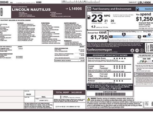 Used 2020 Lincoln Nautilus FWD w/ Equipment Group 101A image 7