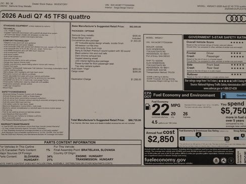 New 2026 Audi Q7 2.0T Premium AWD/4WD image 32