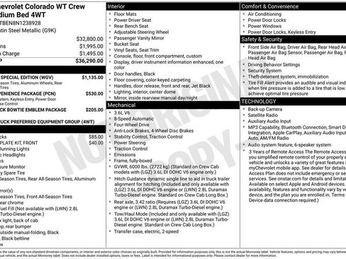 Used 2022 Chevrolet Colorado W/T w/ Custom Special Edition AWD/4WD image 9