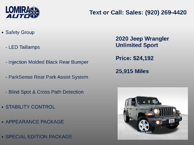 Used 2020 Jeep Wrangler Unlimited Sport w/ Cold Weather Group AWD/4WD image 21