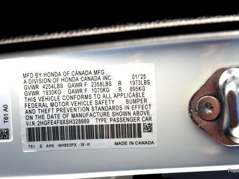 Certified 2025 Honda Civic Sport image 19