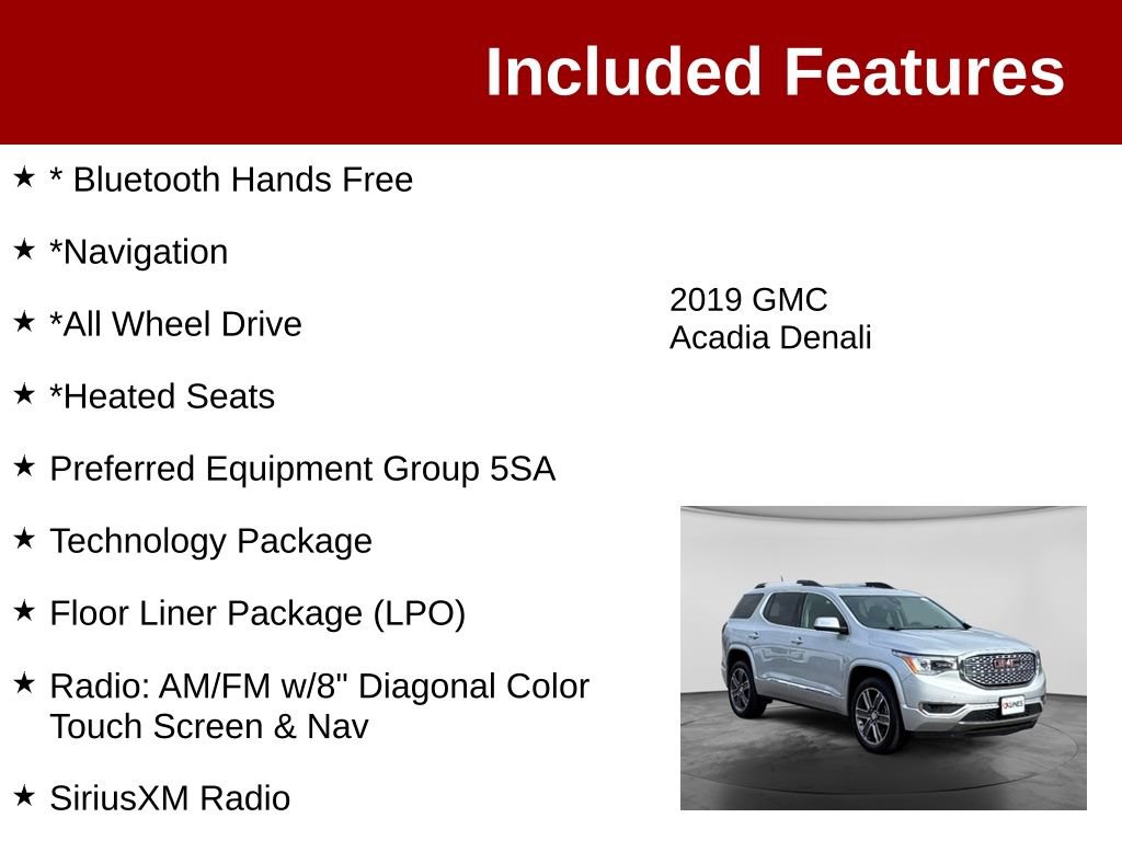 Used 2019 GMC Acadia Denali w/ Technology Package AWD/4WD image 3