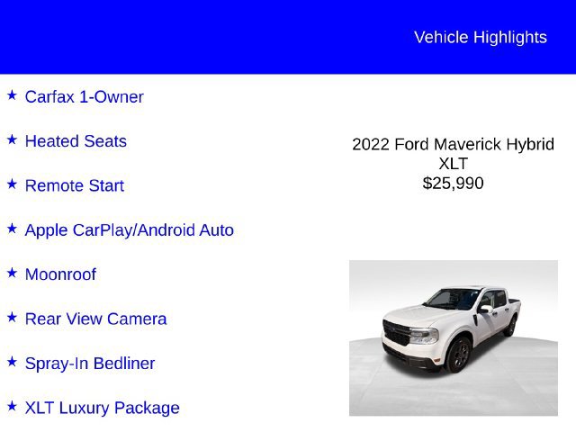 Used 2022 Ford Maverick XLT w/ XLT Luxury Package FWD image 2