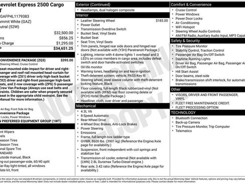 Used 2020 Chevrolet Express 2500 w/ Driver Convenience Package RWD image 6