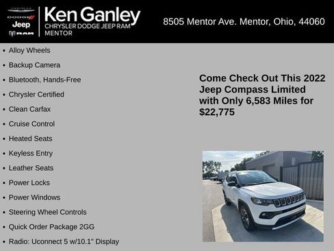 Certified 2022 Jeep Compass Limited AWD/4WD image 5