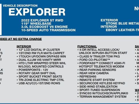 Used 2022 Ford Explorer ST w/ Equipment Group 401A RWD image 30