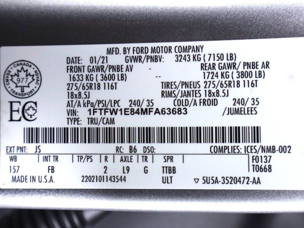 Used 2021 Ford F150 XLT w/ Equipment Group 302A High AWD/4WD image 58