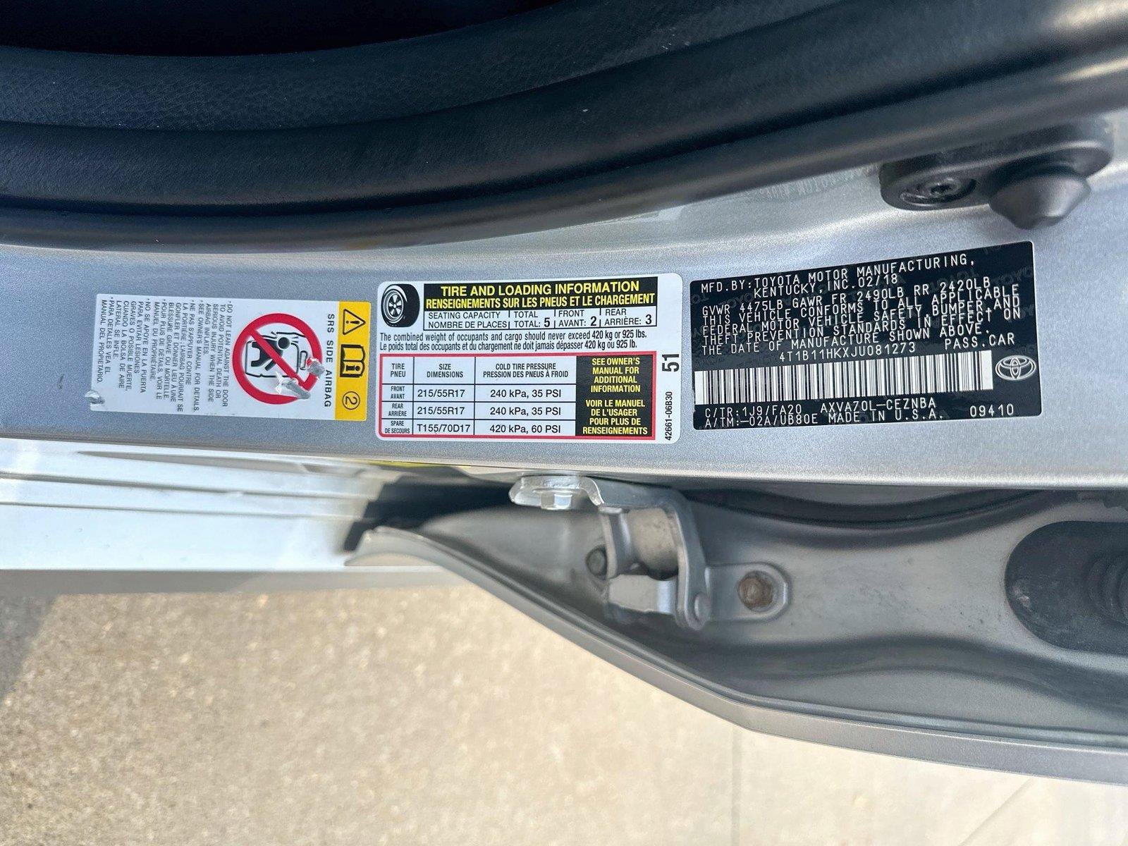 Used 2018 Toyota Camry LE FWD image 21