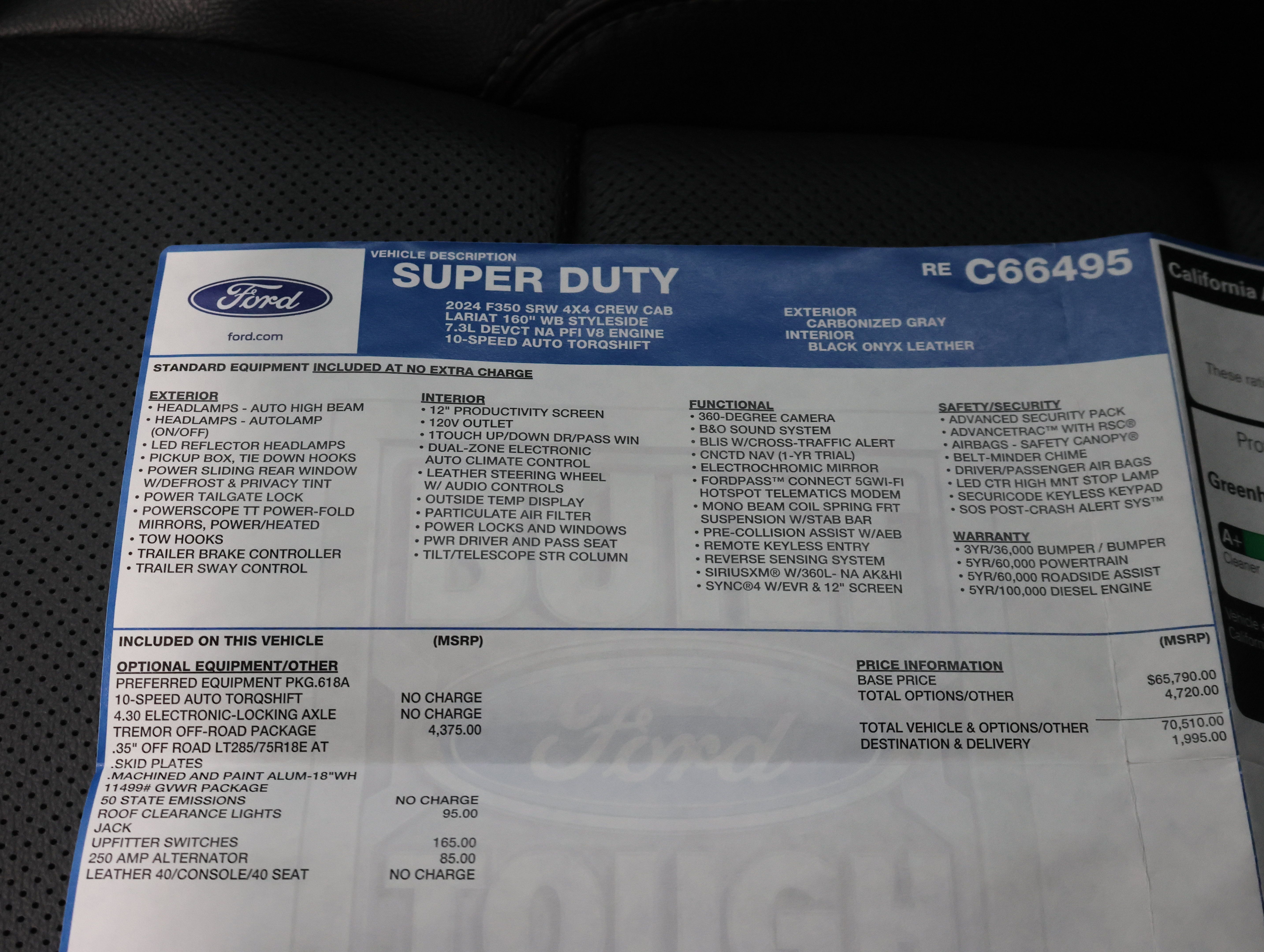 Used 2024 Ford F350 Lariat w/ Tremor Off-Road Package AWD/4WD image 73