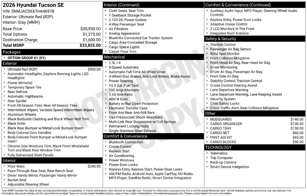 New 2026 Hyundai Tucson SE AWD/4WD image 32