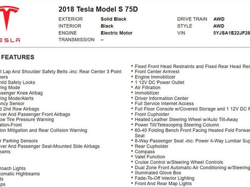 Used 2018 Tesla Model S 75D AWD/4WD image 18