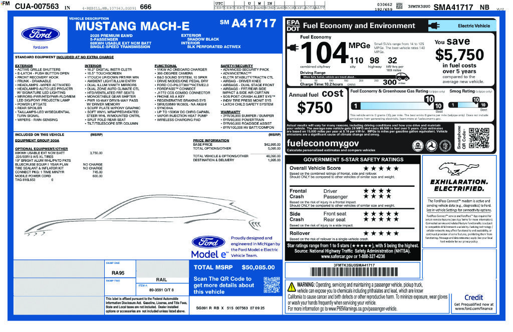 Certified 2025 Ford Mustang Mach-E Premium AWD/4WD image 9