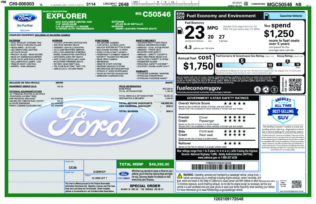 Used 2021 Ford Explorer Limited w/ Equipment Group 301A AWD/4WD image 13