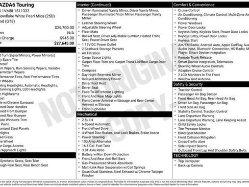 Used 2020 MAZDA MAZDA6 Touring image 3