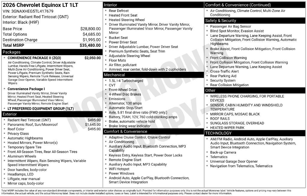 Used 2026 Chevrolet Equinox LT w/ Convenience Package II FWD image 7