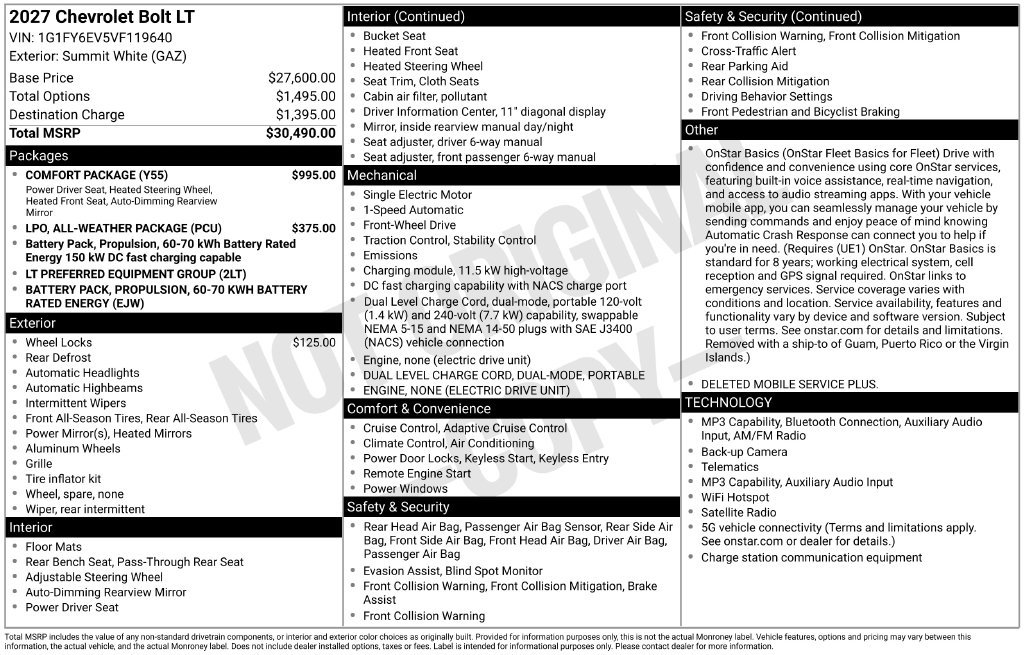 New 2027 Chevrolet Bolt LT w/ Comfort Package FWD image 31
