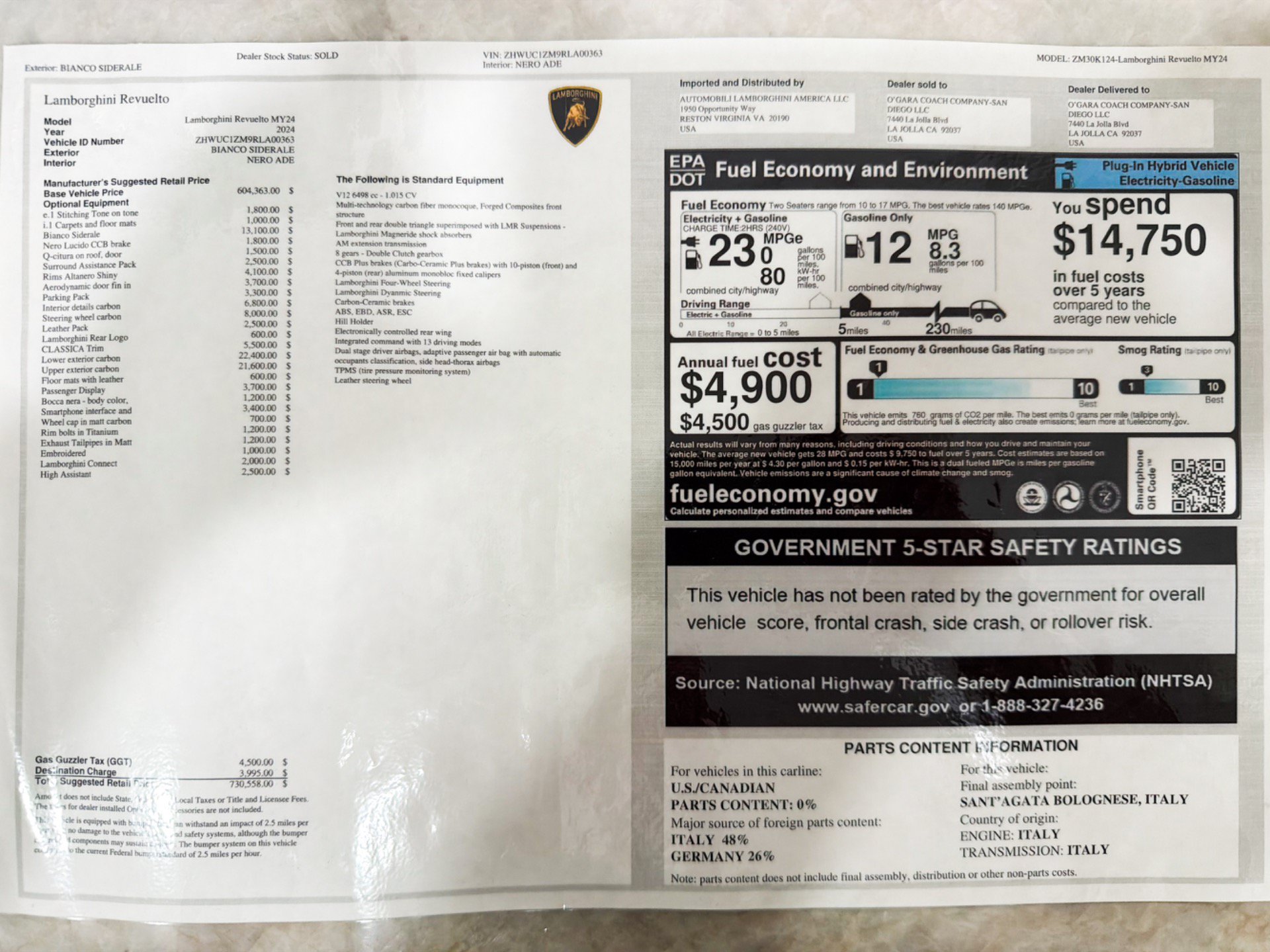 Used 2024 Lamborghini Revuelto AWD/4WD image 96
