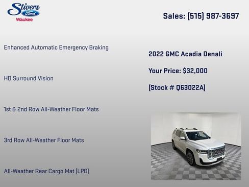 Used 2022 GMC Acadia Denali w/ Denali Technology Package AWD/4WD image 28