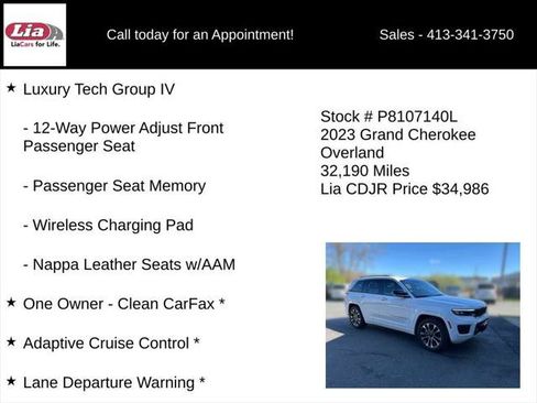 Certified 2023 Jeep Grand Cherokee Overland w/ Luxury Tech Group IV AWD/4WD image 11