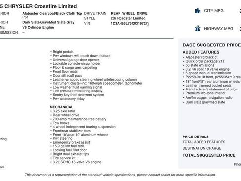 Used 2005 Chrysler Crossfire Limited RWD image 5