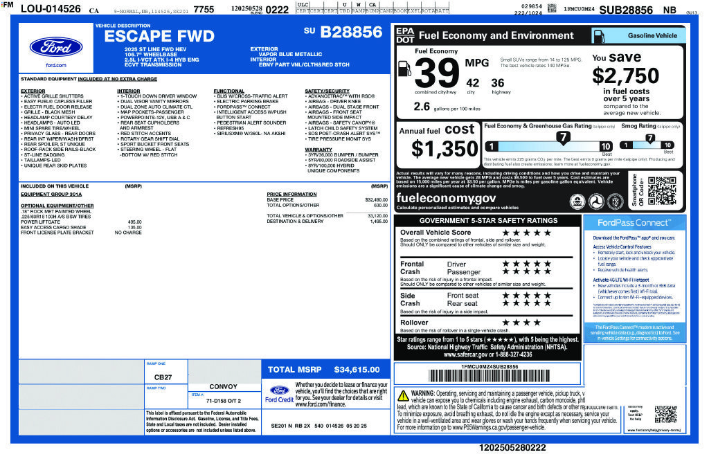 Used 2025 Ford Escape ST-Line w/ Equipment Group 301A FWD image 2