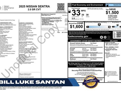 Used 2025 Nissan Sentra SR FWD image 1