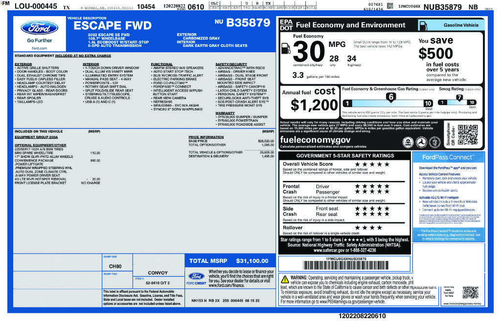 Used 2022 Ford Escape SE w/ Convenience Package FWD image 6