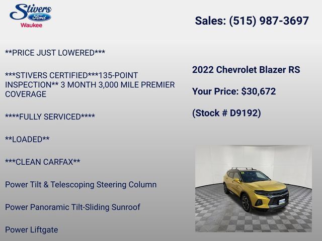 Used 2022 Chevrolet Blazer RS w/ Enhanced Convenience Package AWD/4WD image 16