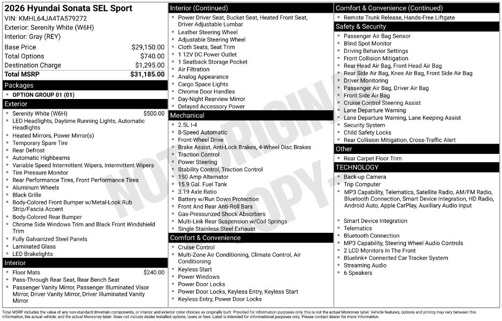 Certified 2026 Hyundai Sonata SEL FWD image 32