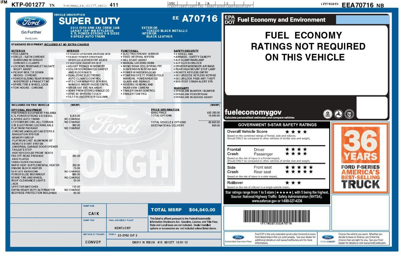 Used 2014 Ford F250 Platinum w/ FX4 Off-Road Package AWD/4WD image 3