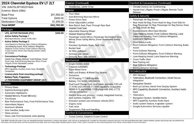 Certified 2024 Chevrolet Equinox EV LT w/ LPO, Active Package FWD image 6