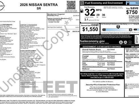 Used 2026 Nissan Sentra SR w/ Floor Mat Package FWD image 26