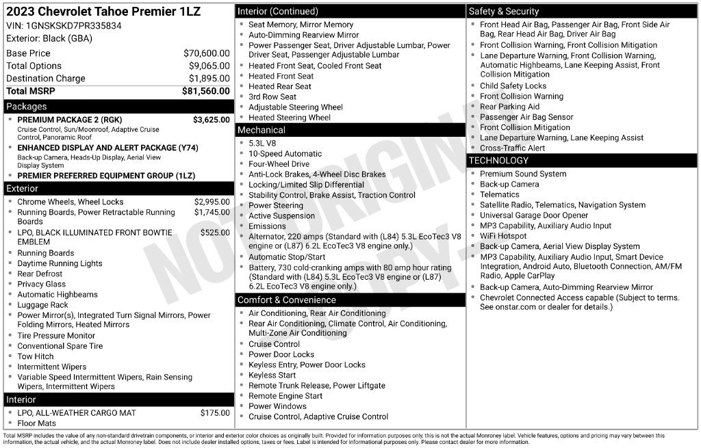 Used 2023 Chevrolet Tahoe Premier w/ Premium Package 2 AWD/4WD image 3