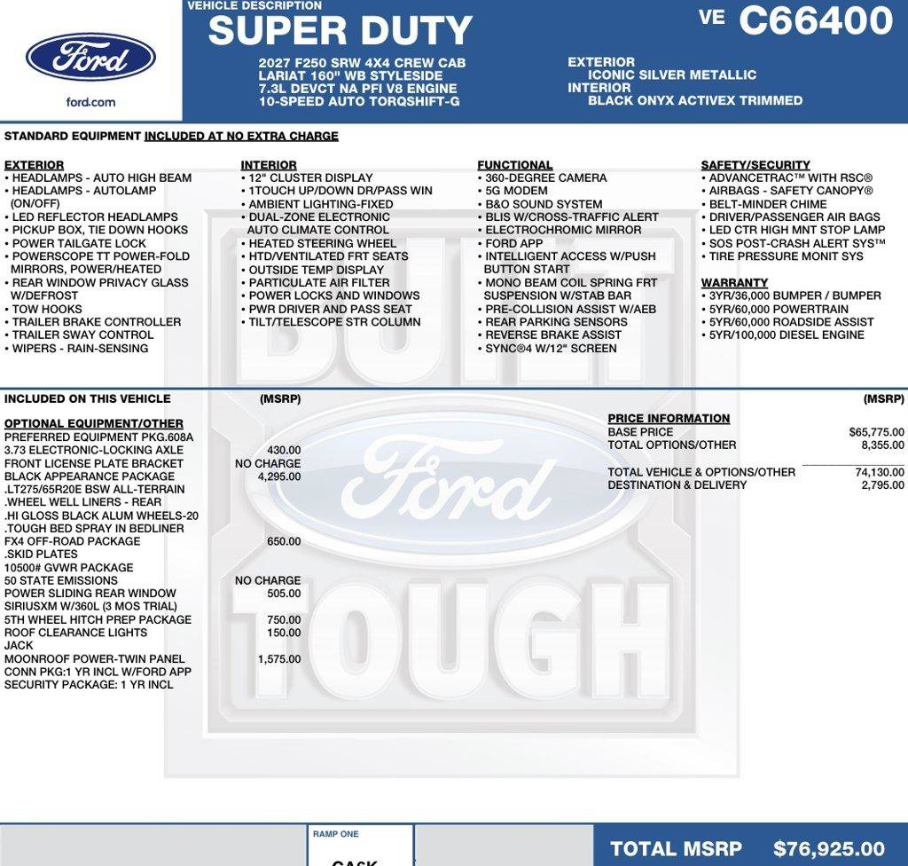New 2027 Ford F250 Lariat w/ Black Appearance Package AWD/4WD image 2