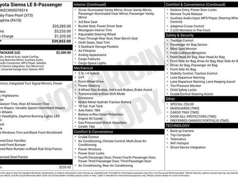 Used 2022 Toyota Sienna LE w/ LE Plus Package image 2