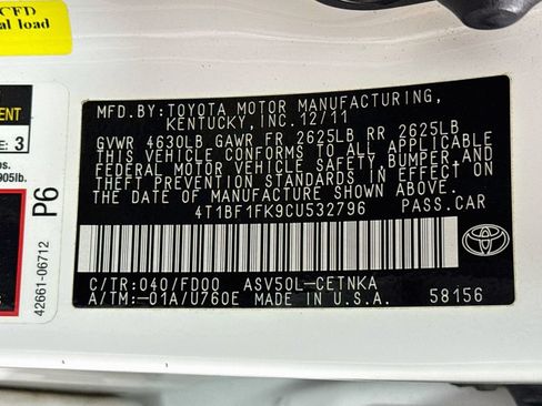 Used 2012 Toyota Camry LE FWD image 38