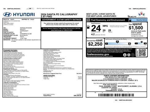 Used 2024 Hyundai Santa Fe Calligraphy FWD image 2