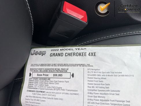 Certified 2022 Jeep Grand Cherokee Limited 4xe AWD/4WD image 45