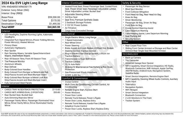 Certified 2024 Kia EV9 Light Long Range RWD image 34
