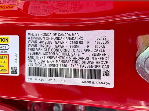 Used 2022 Honda Civic Touring image 30