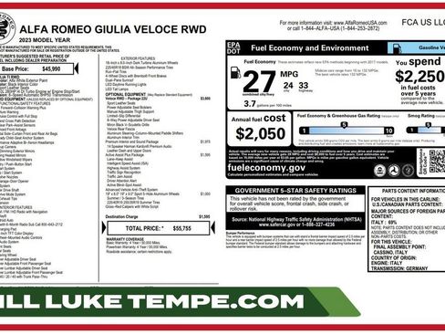 Used 2023 Alfa Romeo Giulia Veloce RWD image 1