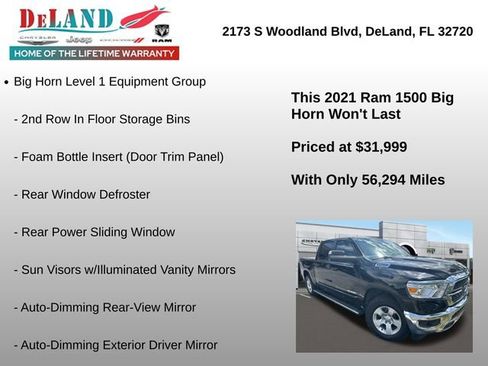Used 2021 RAM 1500 Big Horn RWD image 2