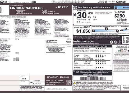 New 2026 Lincoln Nautilus Reserve w/ Jet Appearance Package AWD/4WD image 60