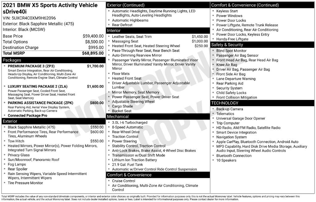 Used 2021 BMW X5 sDrive40i w/ Premium Package 3 RWD image 11