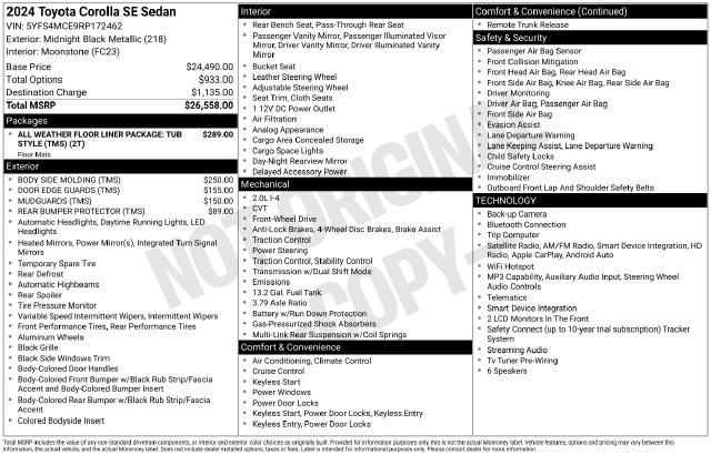 Certified 2024 Toyota Corolla SE FWD image 29