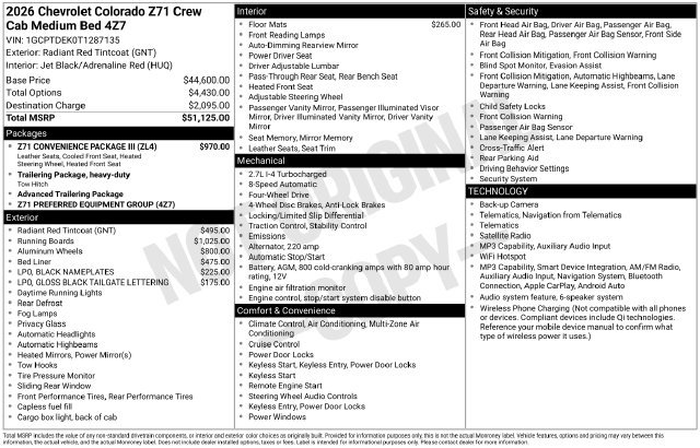 New 2026 Chevrolet Colorado Z71 w/ Z71 Convenience Package 2 AWD/4WD image 4