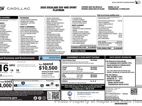 Used 2025 Cadillac Escalade ESV Sport Platinum w/ LPO, ONYX Package image 74