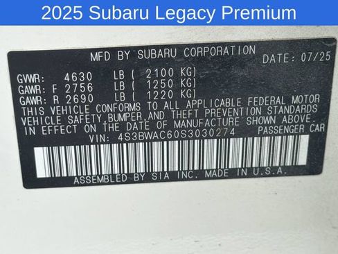 Used 2025 Subaru Legacy Premium w/ Popular Package #1A AWD/4WD image 11
